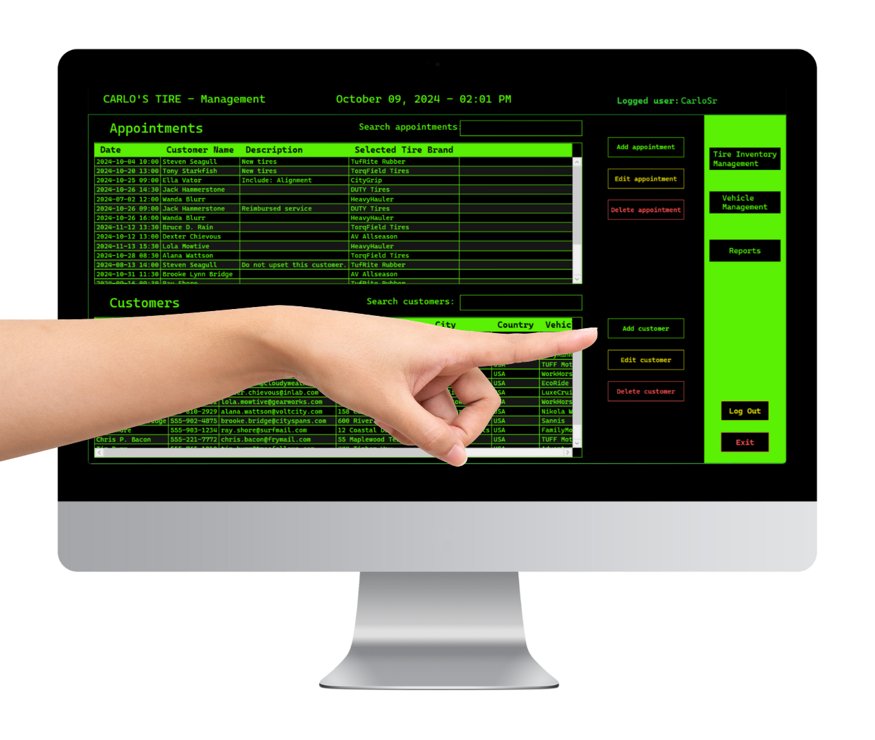 Button to add a new customer profile